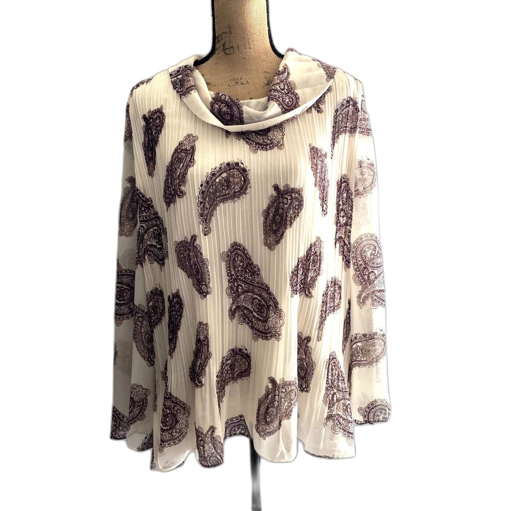 Chico's Cream Blouse with Purple Paisley Print